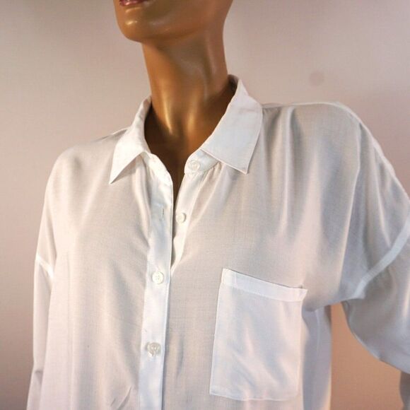 Pacsun LA Hearts Boyfriends Shirt White Button Down Oversized Sz M Paper Thin - Picture 7 of 10